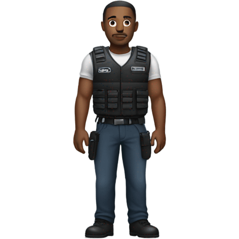 black man standing full body with stab vest  emoji