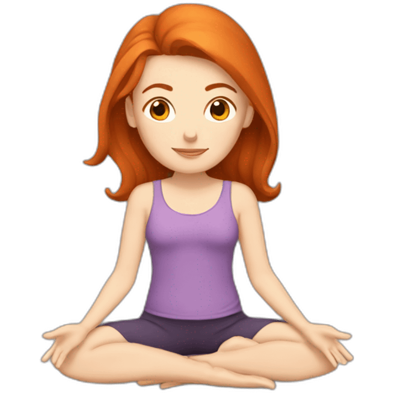 Femme rousse qui fait du yoga emoji