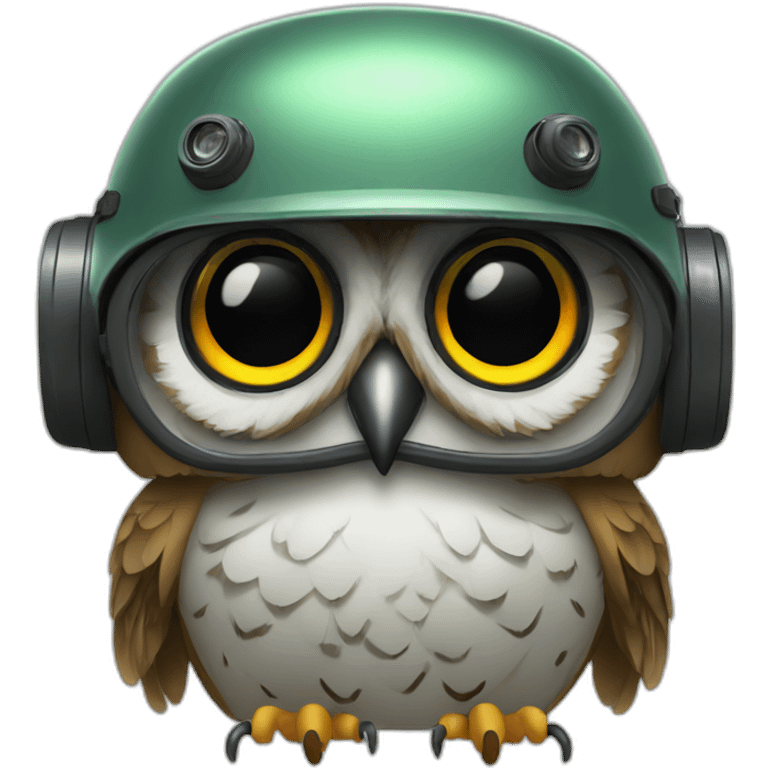 Owl with night vision device in helmet emoji