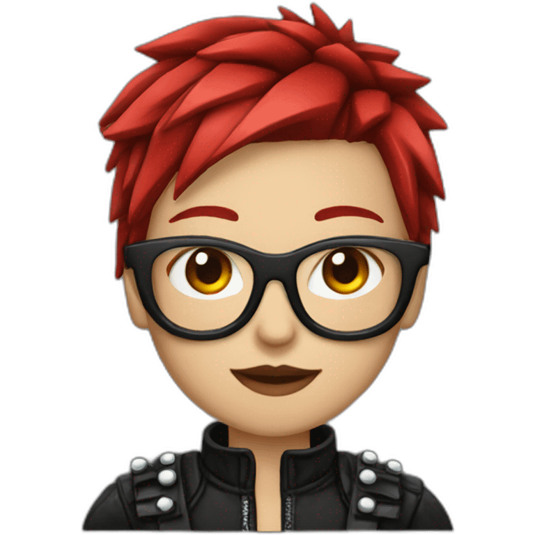 Female punk, glasses,band  red and black short hair emoji