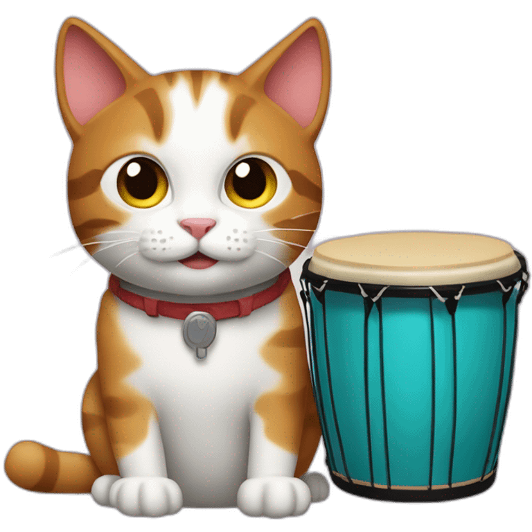 Cat with bongo emoji