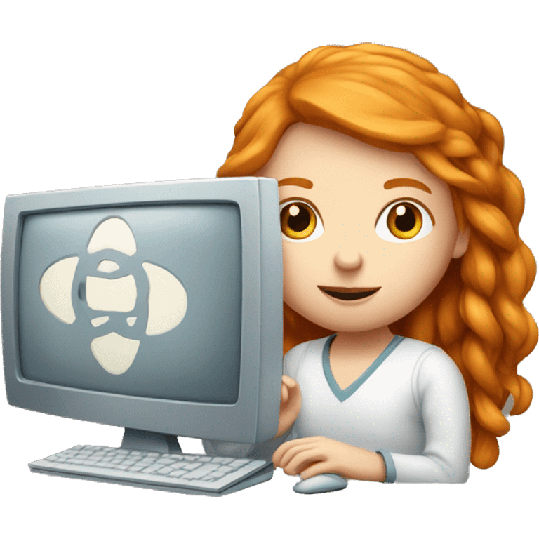 ginger girl with computer and dna emoji