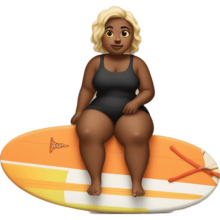 Fat black girl on surfboard emoji