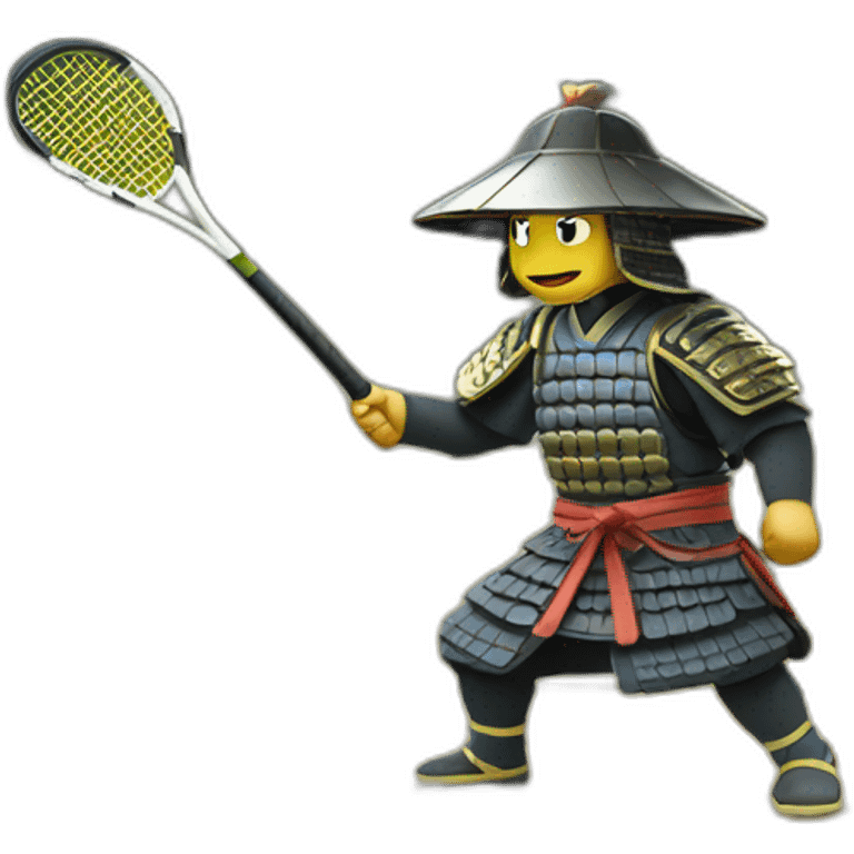 Samurai playing tennis in 1235 year emoji