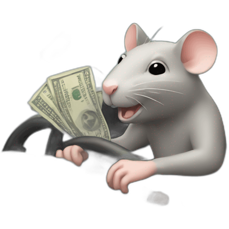 rat driving a car with money emoji