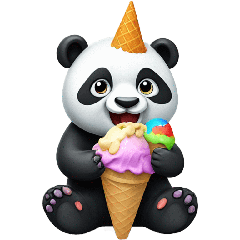 Panda eating ice cream emoji