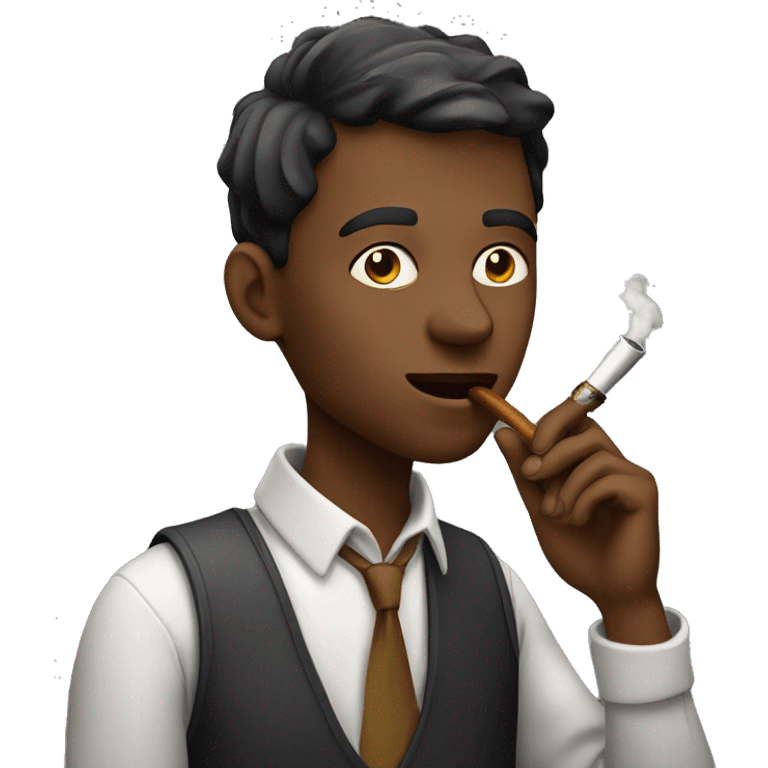 young man smoking a pipe emoji