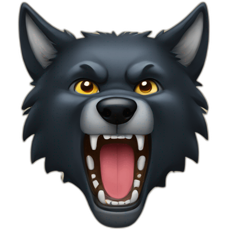 Black wolf growling  emoji