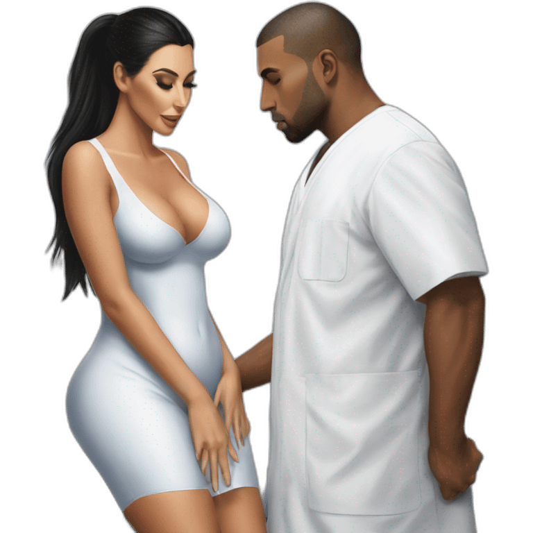 hyper-realistic painting nurse kim kardashian perfect bum inspecting male patient emoji