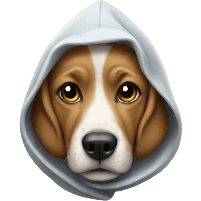 Dog wearing a hodie emoji