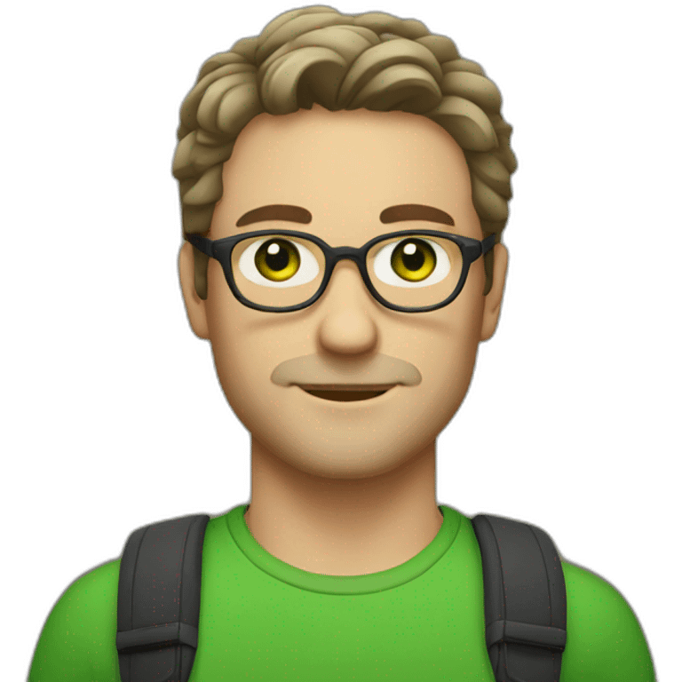 white man,glasses, dark hair, green eyes, facial stubble emoji