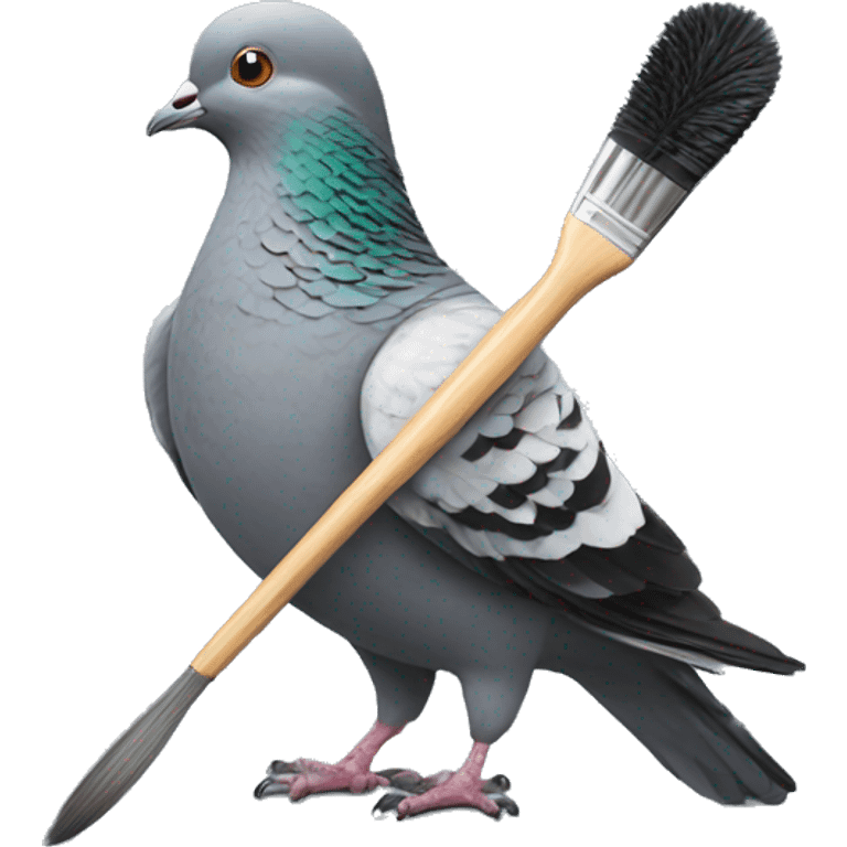 pigeon holding a brush emoji