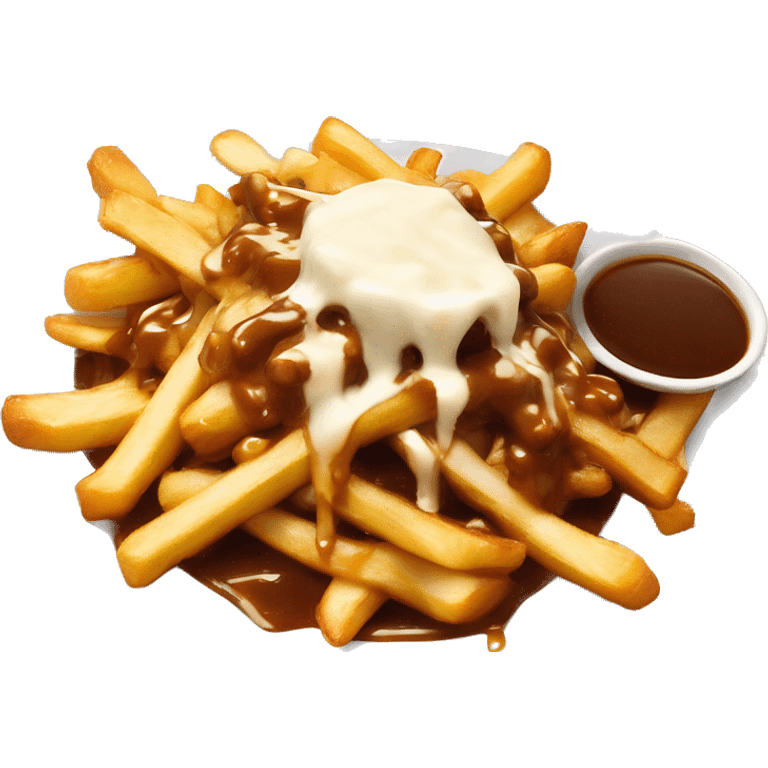 “Quebec poutine with crispy fries, melted white cheese curds, and rich brown gravy.” emoji