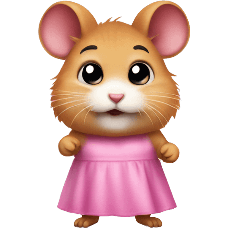 Angry hamster in pink dress emoji