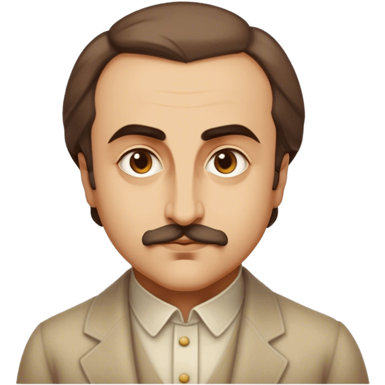 Cinematic Realistic Khalil Gibran Portrait Emoji, depicted as a poetic visionary with gentle thoughtful eyes in classic attire, rendered with soft textures and warm ethereal lighting that captures his literary spirit. emoji