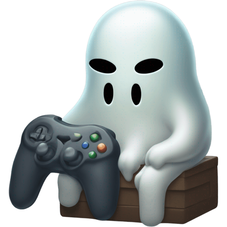 sad ghost playing video game emoji