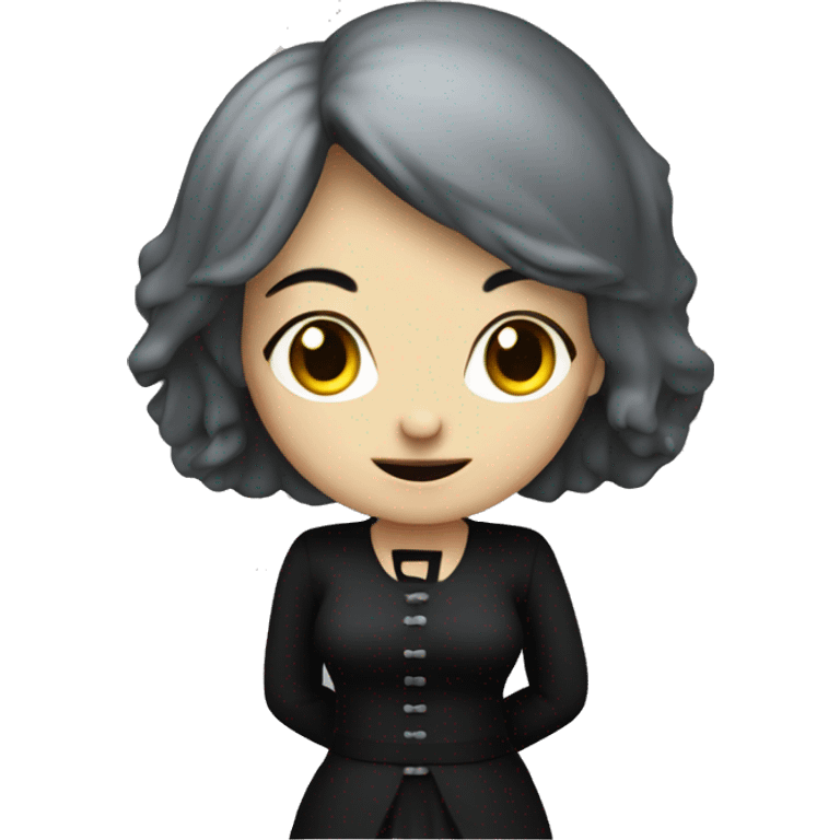 goth older girl with clothed torso showing emoji