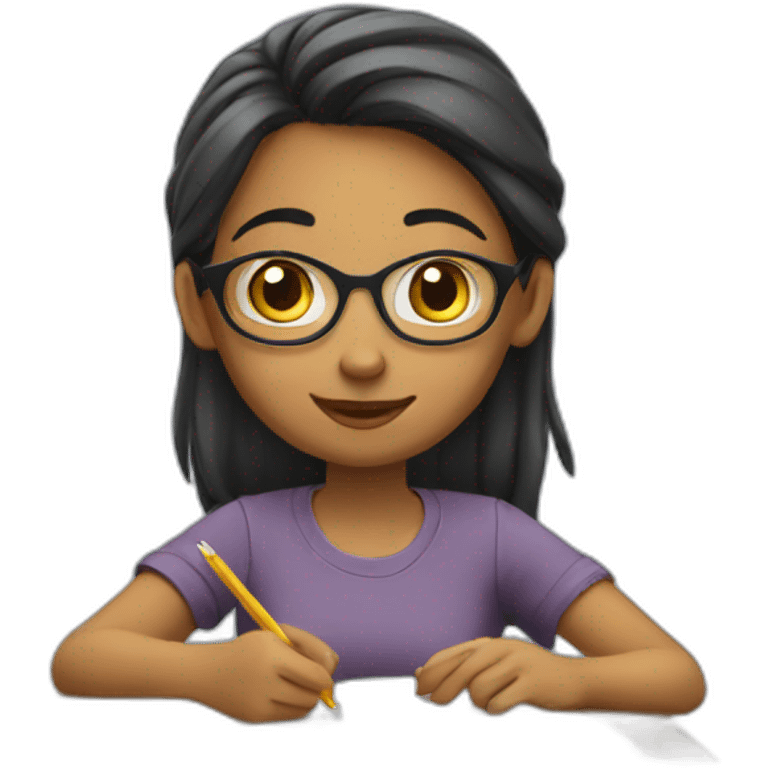 Smart girl doing Homework emoji