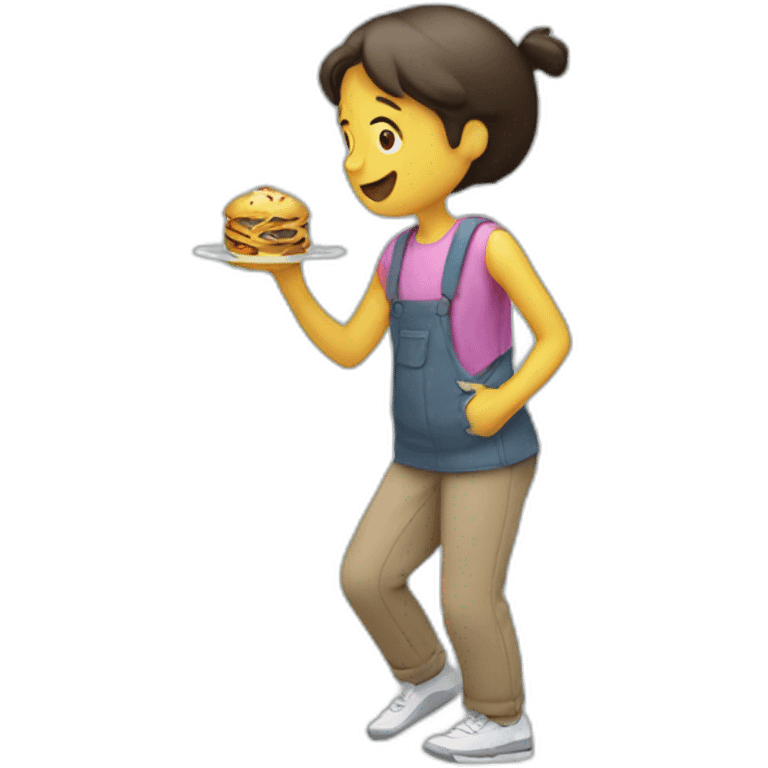 Walking and eating at the same time emoji