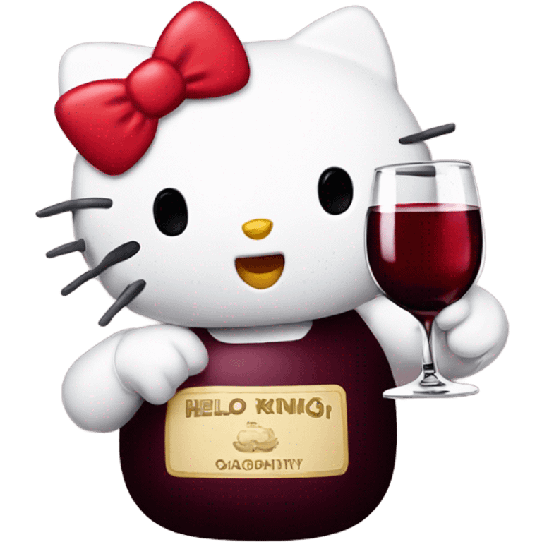 Hello Kitty drinking red wine emoji