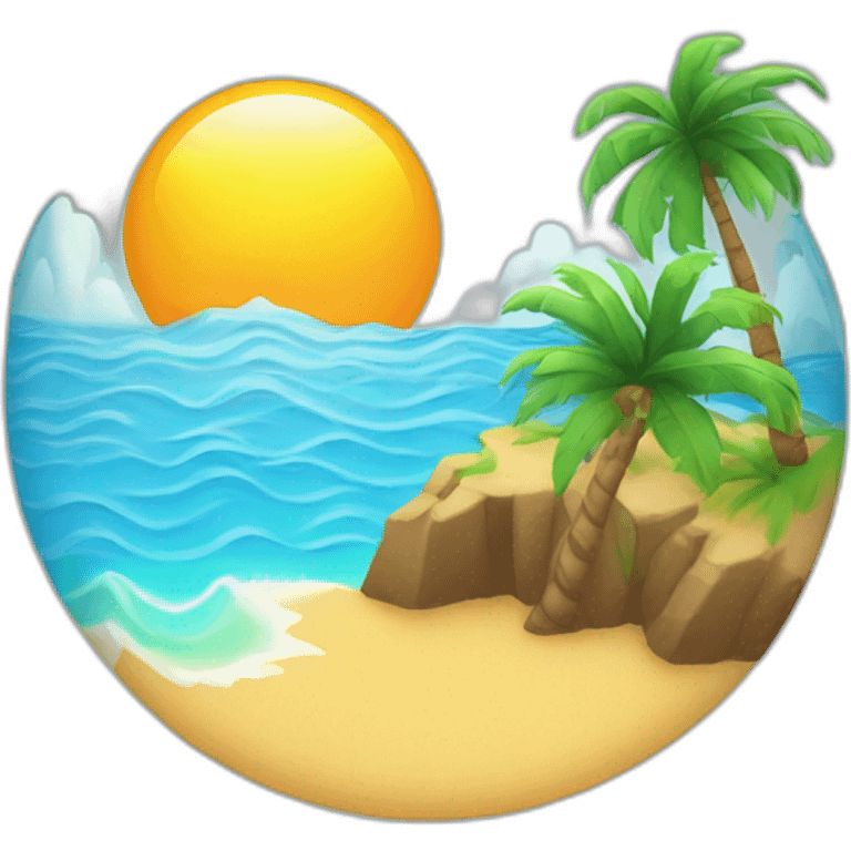 sun, ocean, island with palm tree emoji