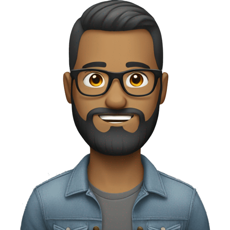 Hipster haircut man with beard and glasses  emoji