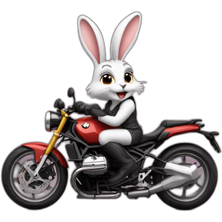 Biker bunny on bmw roadster emoji