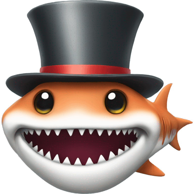 Shark with a top hat and clown hair emoji