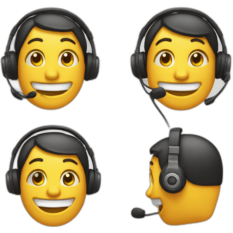 Smiling emoji with headset emoji