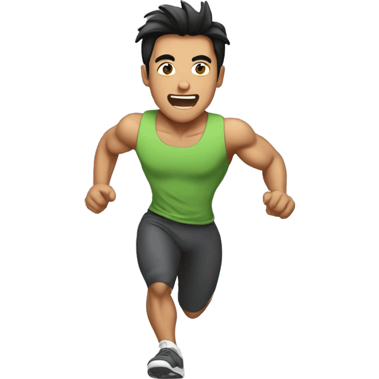 buffed-asian-guy running emoji