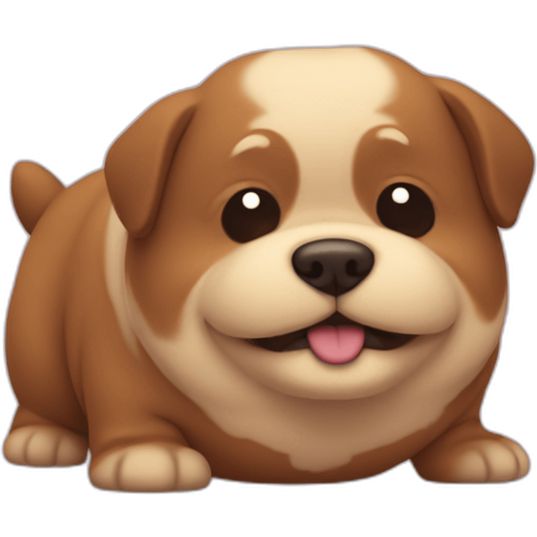 chubby brown dog with a belly emoji