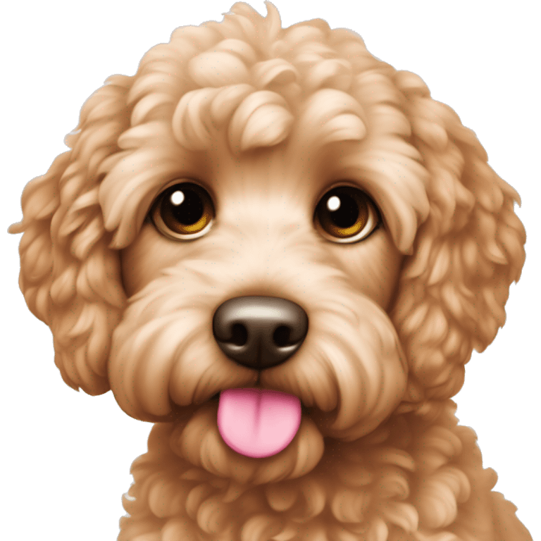 Very cute apricot colored cockapoo with a pink colored nose emoji