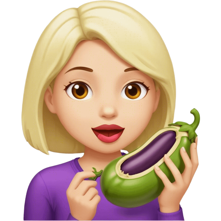 Girl eating eggplant  emoji