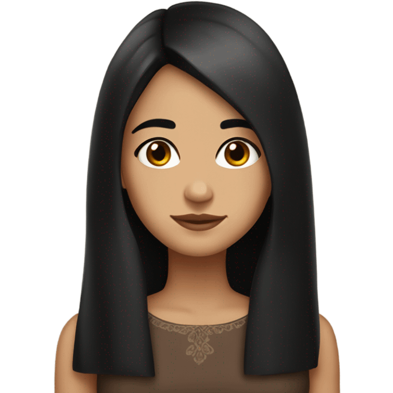 Hyper Realistic very Beautiful Spanish girl brown eyes straight very long dark black hair  emoji