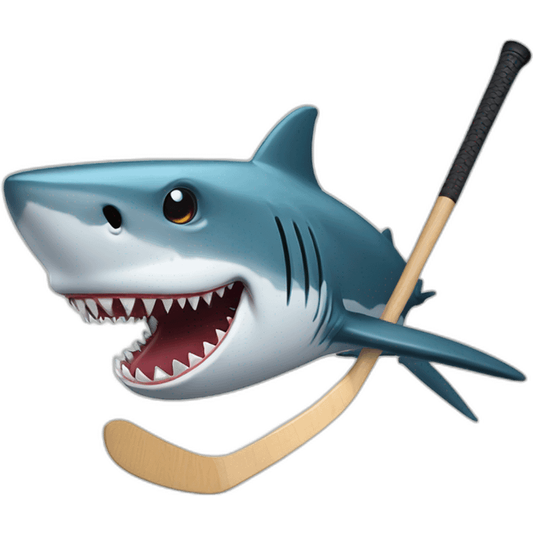 shark biting a hockey stick emoji