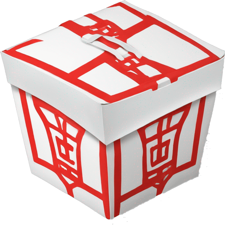 Red and white Chinese take out box emoji