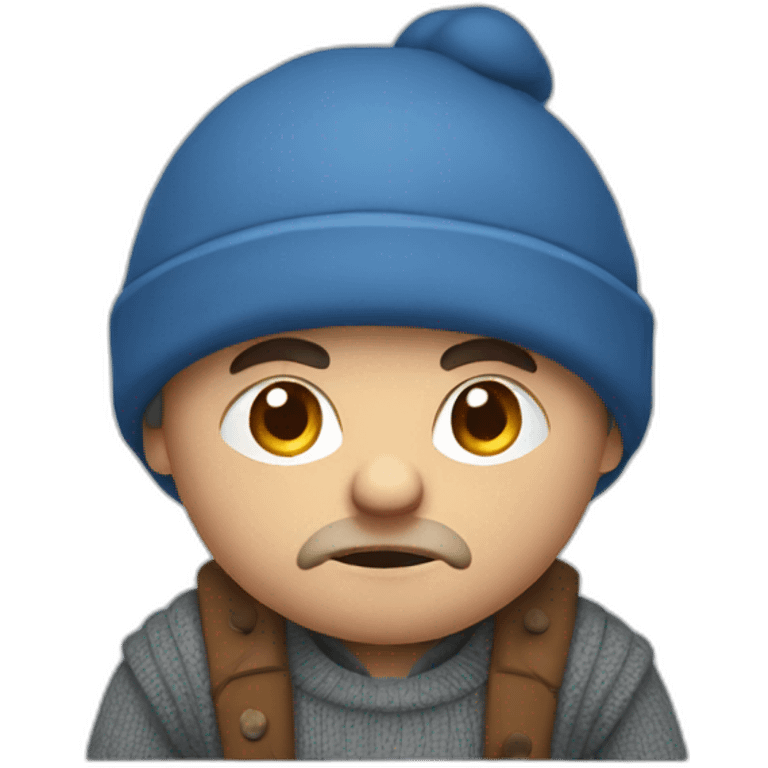 Dissatisfied dwarf in a gray sweater, a blue cap, blue pants emoji