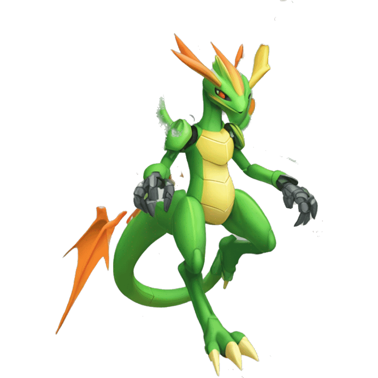 Mechanical Flygon-Scyther-dragon-Charizard-raptor-Medabot-Mecha full body emoji