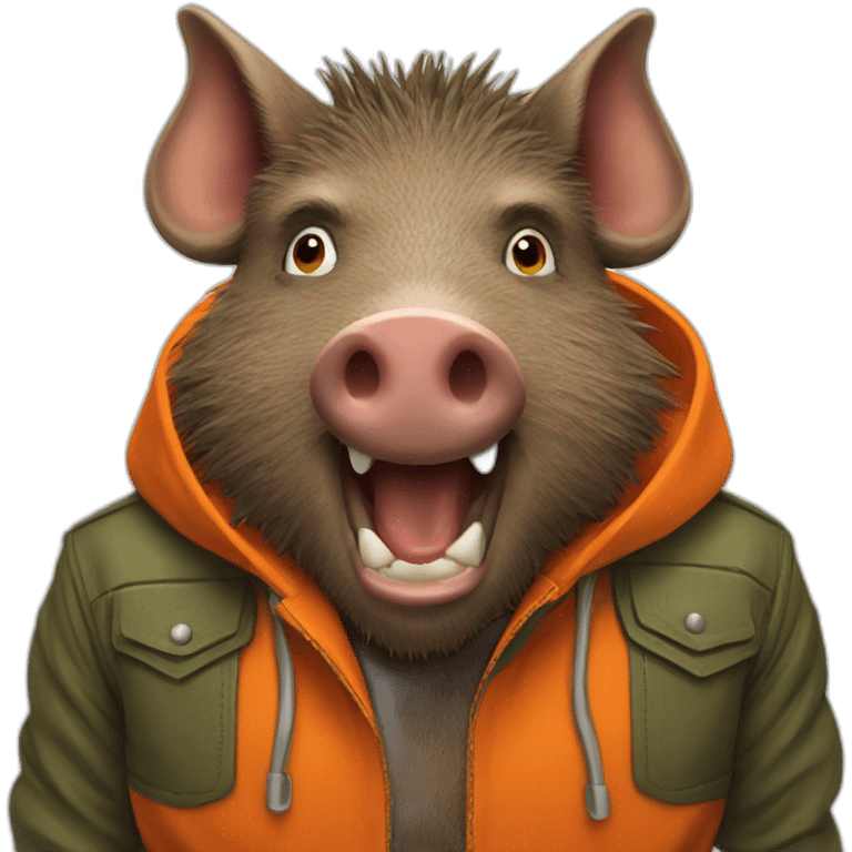 ANGRY wild boar with orange jacket emoji