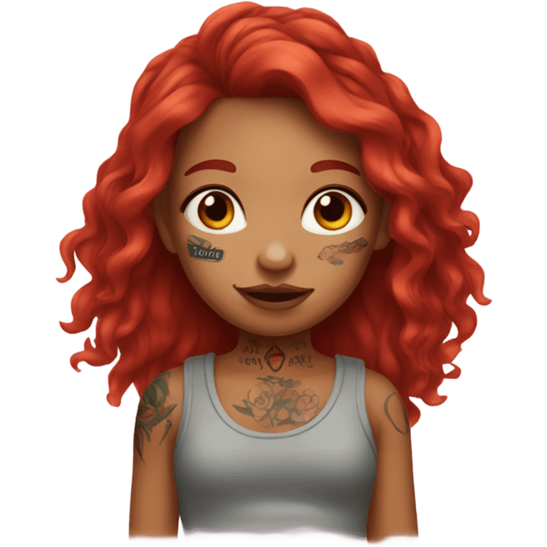 Red haired girl with face tattoos emoji