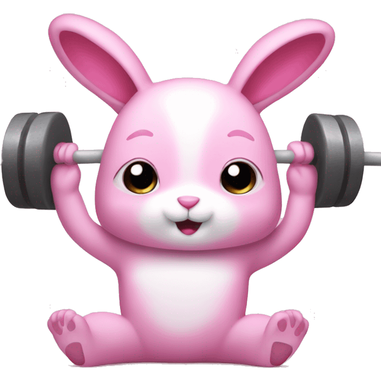 super cute pink rabbit that does gym emoji