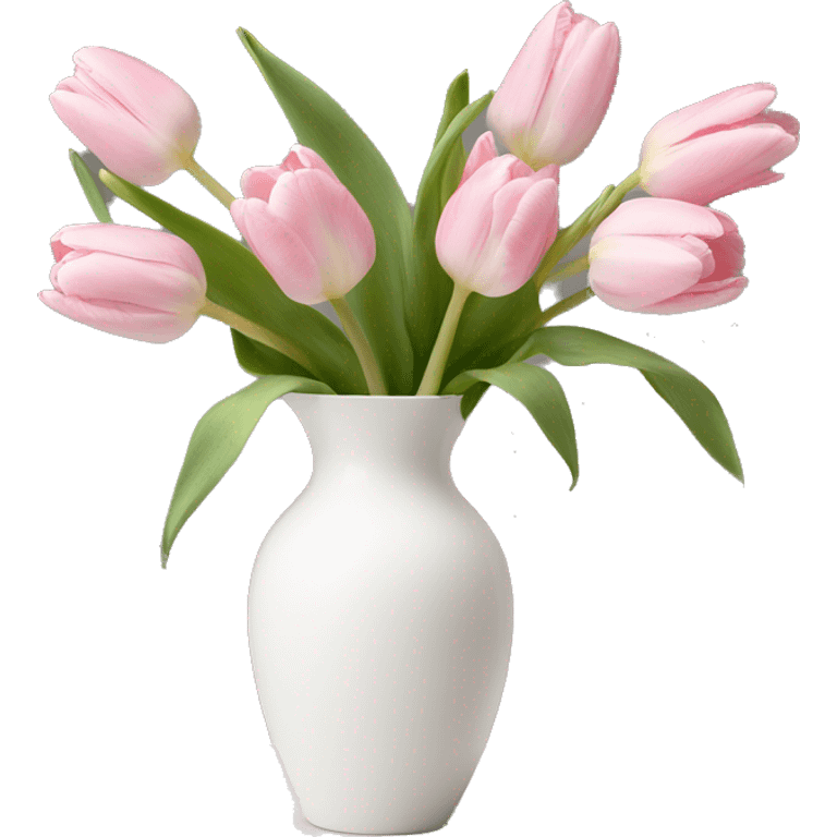 Light pink tulips in white vase i emoji