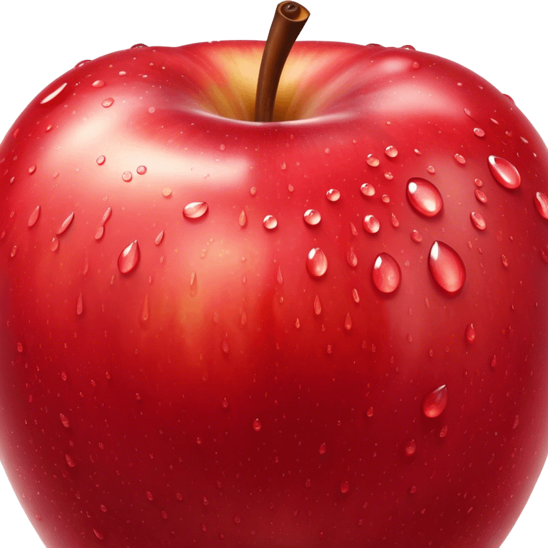 Cinematic crisp, shiny red apples, glistening under soft natural light, perfectly round with tiny water droplets, warm rich hues, highly detailed and fresh. emoji