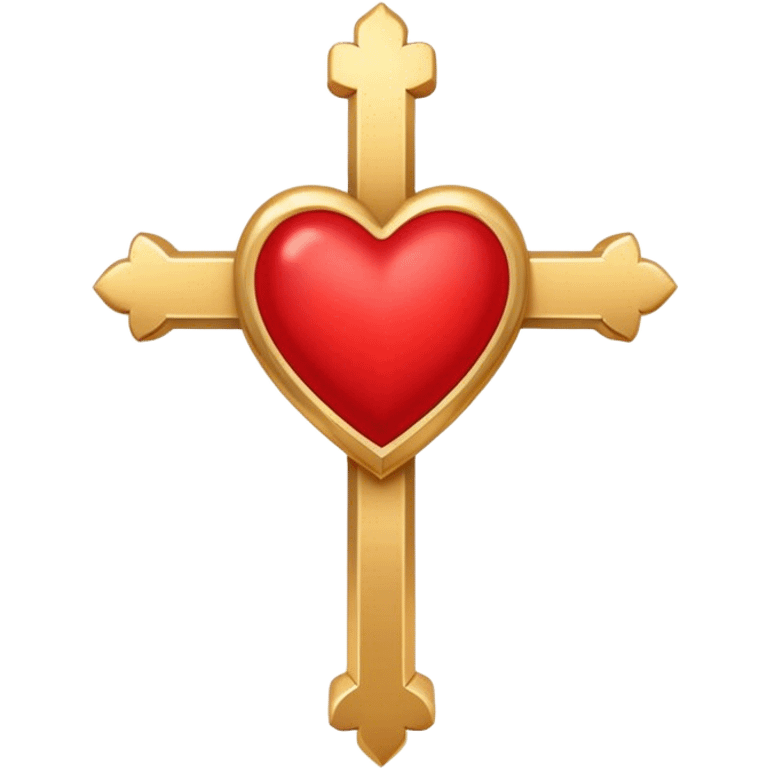 Two red  hearts connected by one simple gold cross  emoji