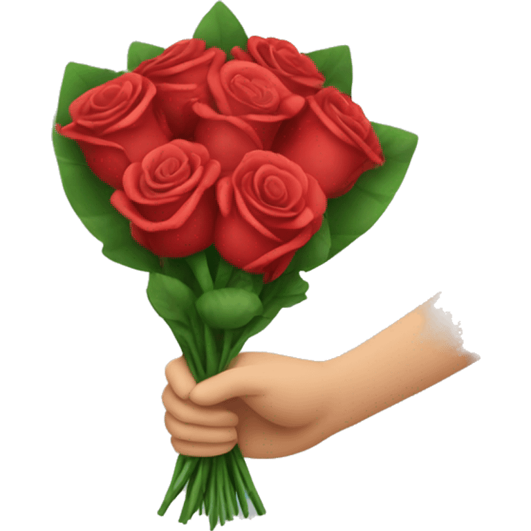 A hand giving a bouquet of roses  emoji