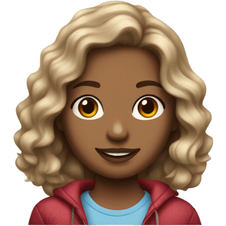 Wavy hair teenager girl with hollister clothe on emoji