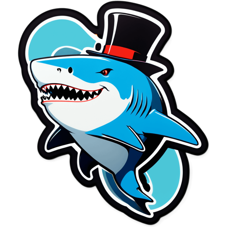 Shark with a top hat emoji