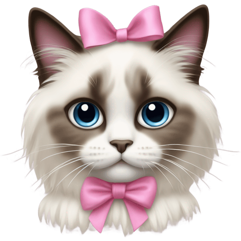 Ragdoll cat with a pink bow  emoji