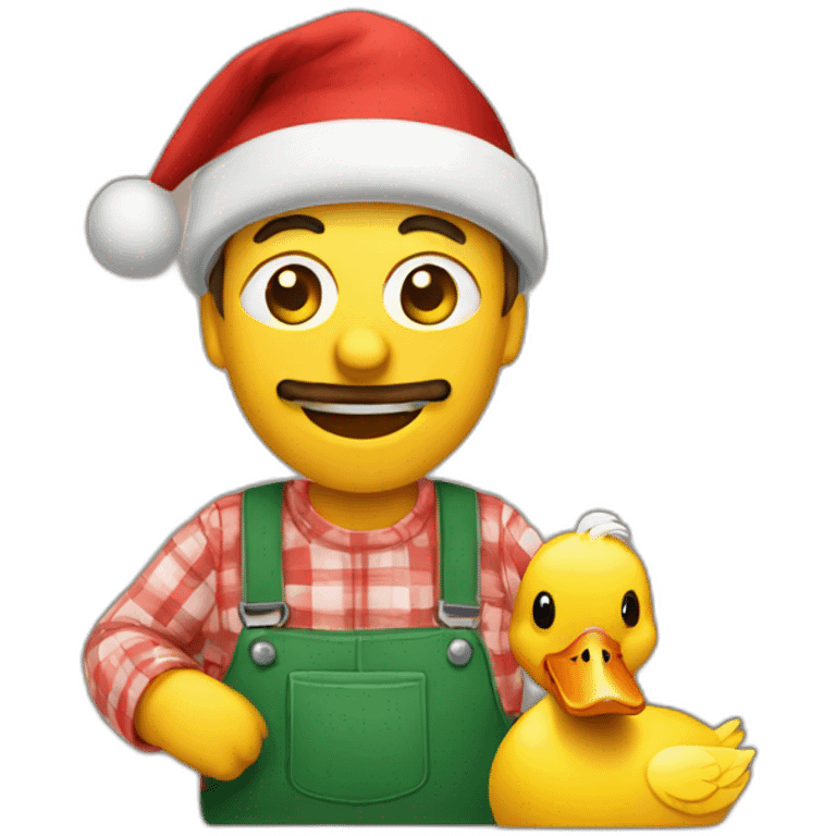 farmer with a duck and christmas hat emoji