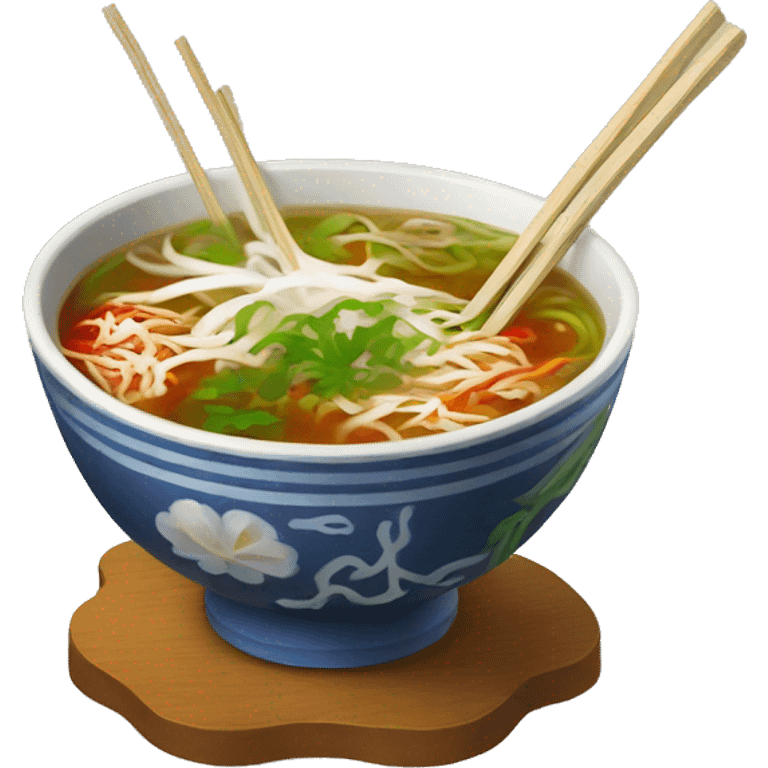 Spicy bowl of Vietnamese pho emoji